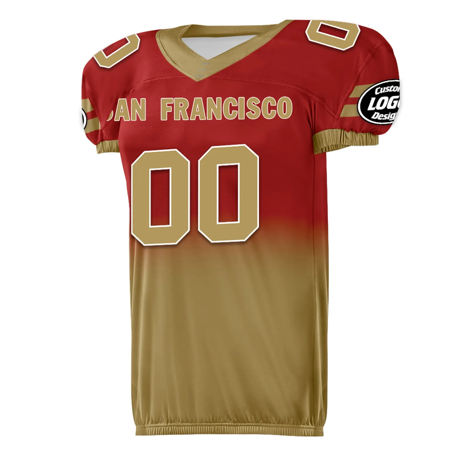 Custom Red Gold Fade Fashion San Francisco High-Performance American Football Jersey FBJ06-D020252-25