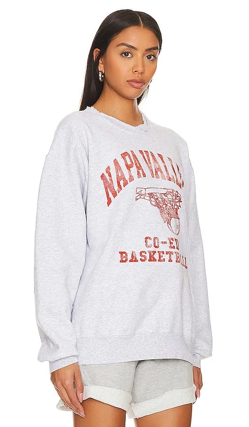 firstport Napa Valley Basketball Rugged Crewneck Sweatshirt in Light Grey