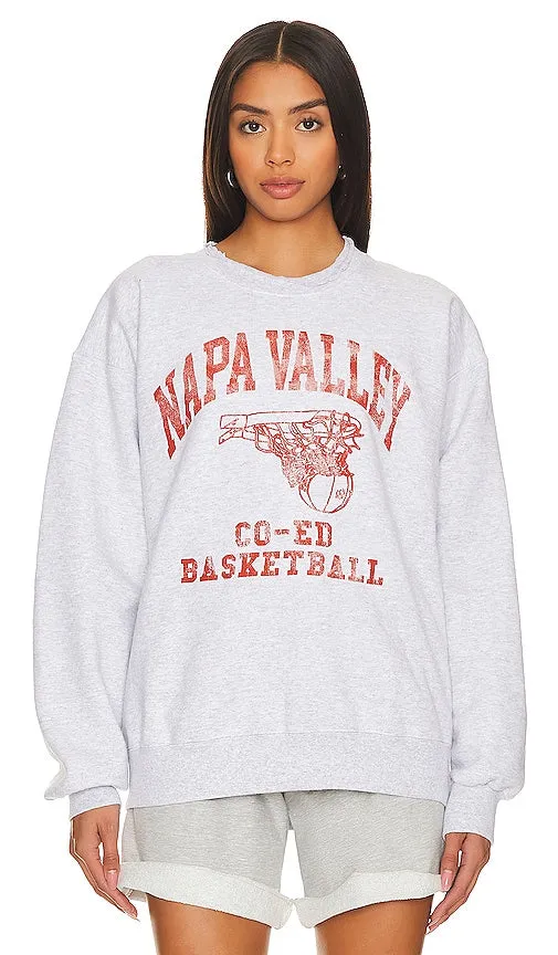 firstport Napa Valley Basketball Rugged Crewneck Sweatshirt in Light Grey