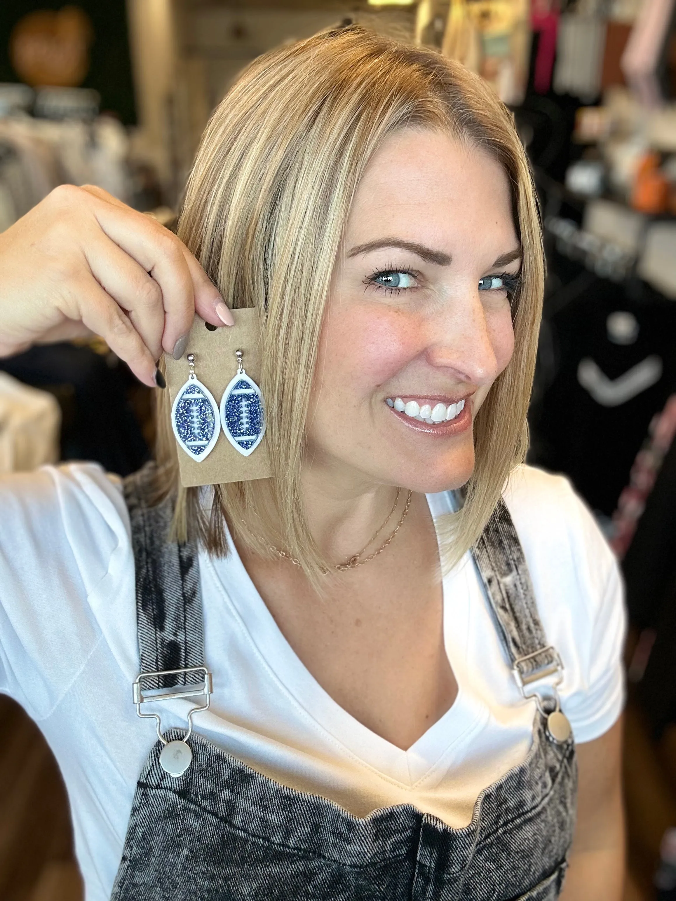 Glitter Football Earrings