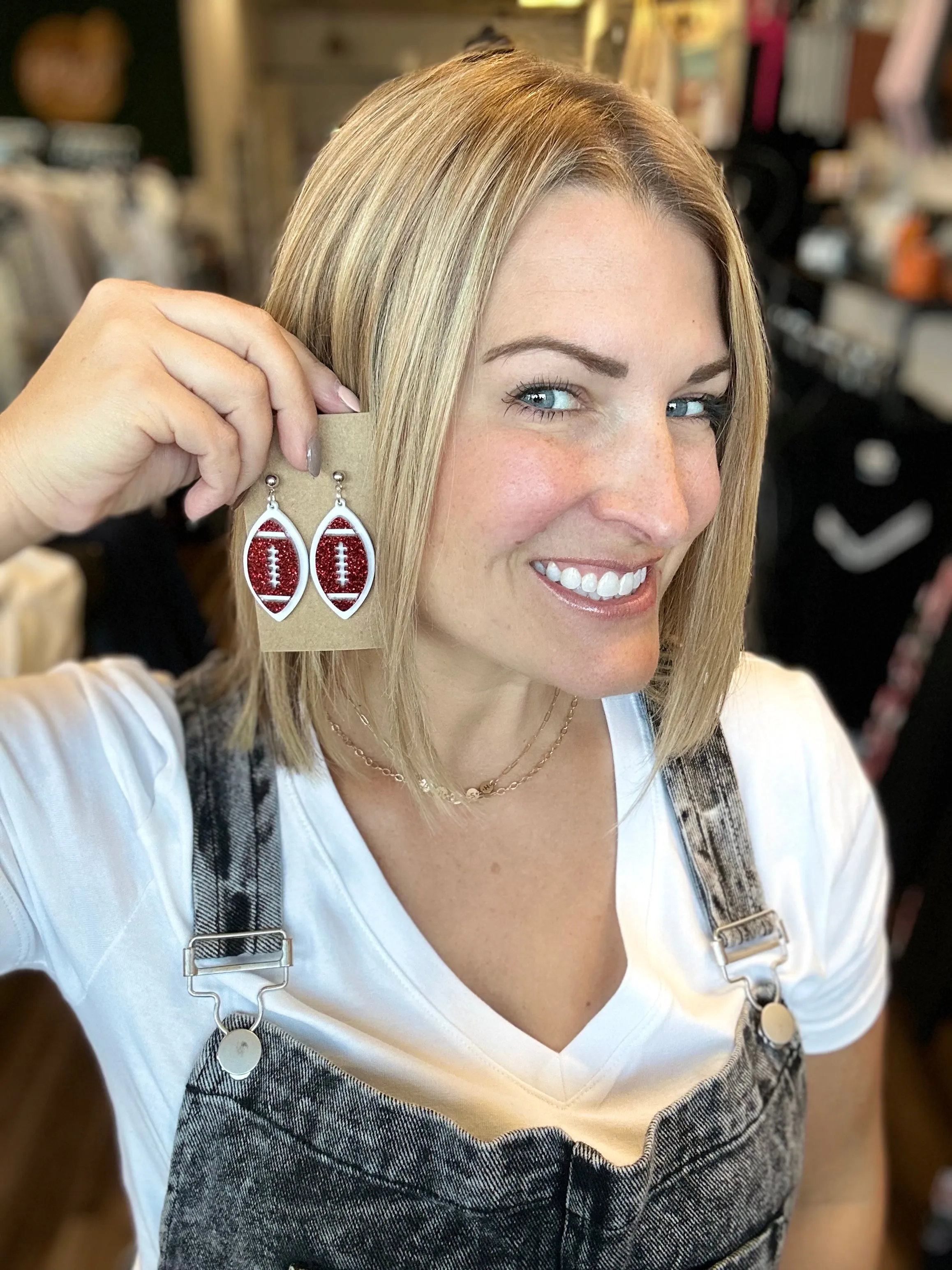 Glitter Football Earrings