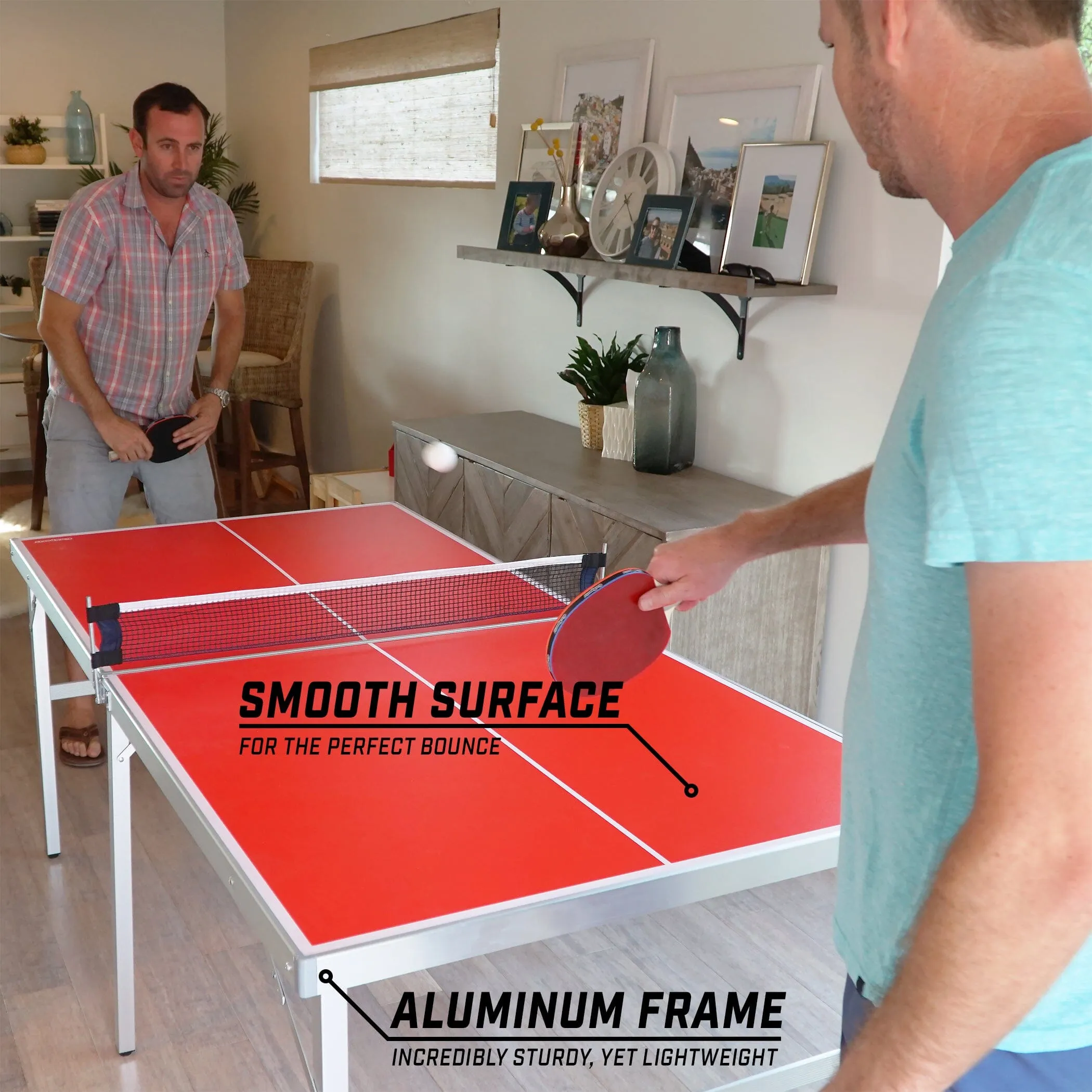 GoSports 6 ft x 3 ft Mid-size Table Tennis Game - Red