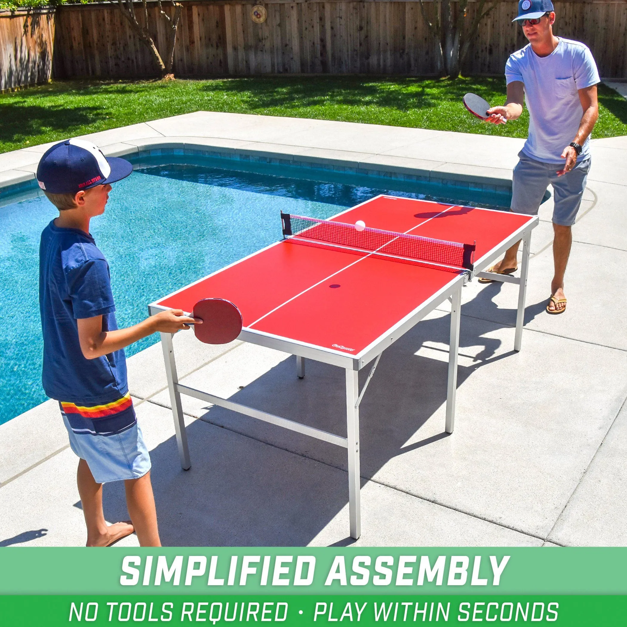 GoSports 6 ft x 3 ft Mid-size Table Tennis Game - Red