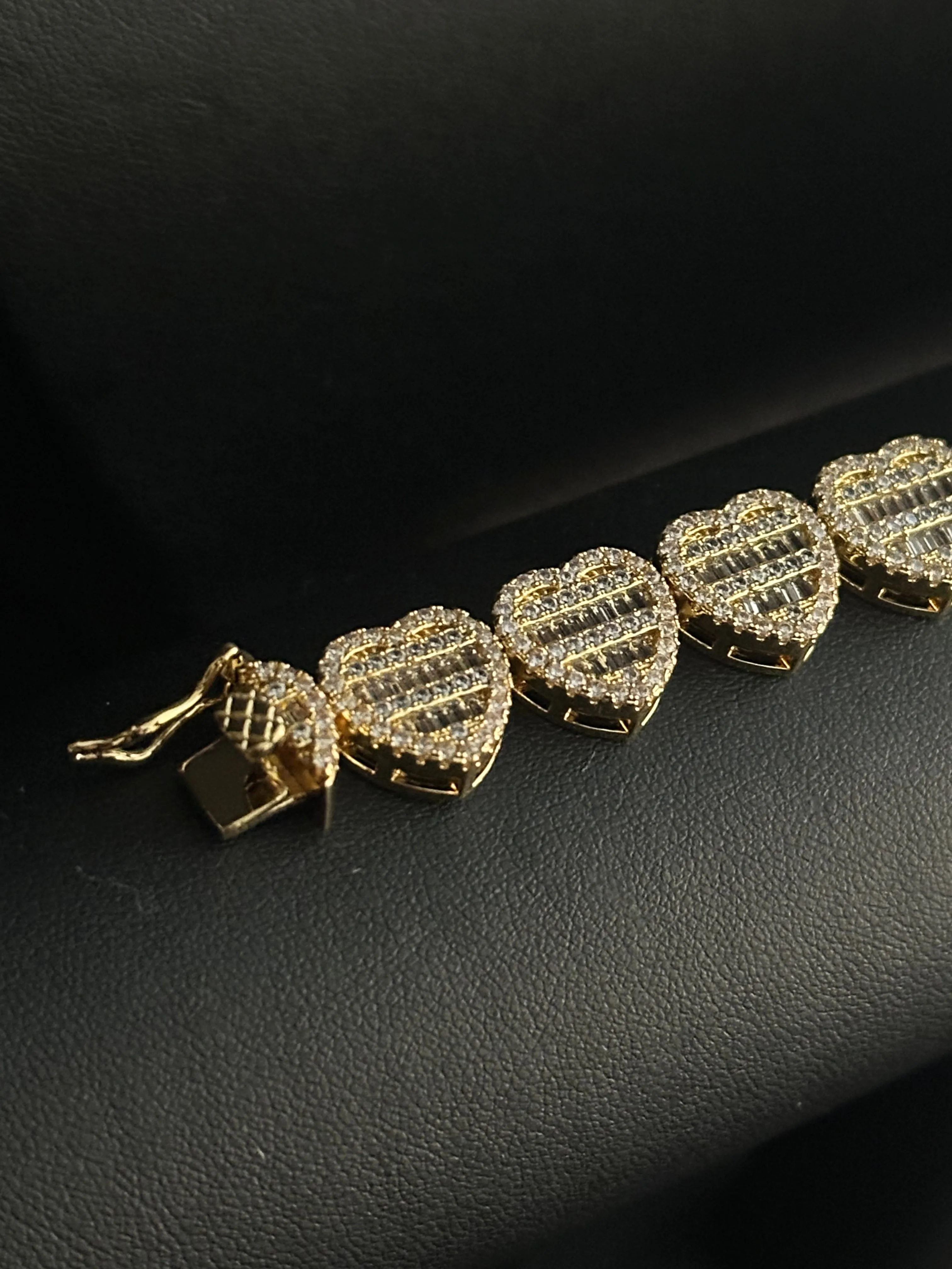 Heart Cluster Tennis Bracelet Gold