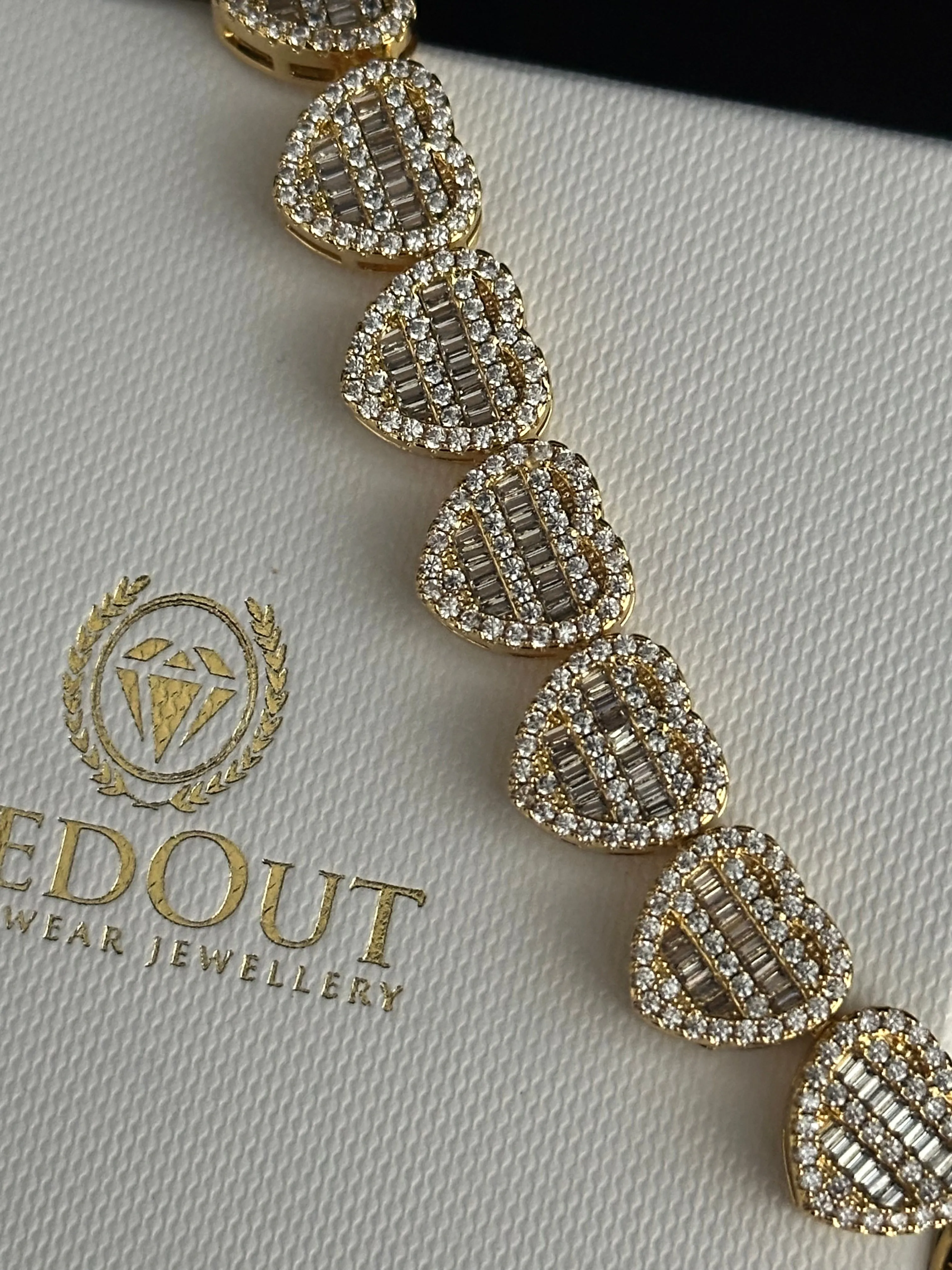 Heart Cluster Tennis Bracelet Gold