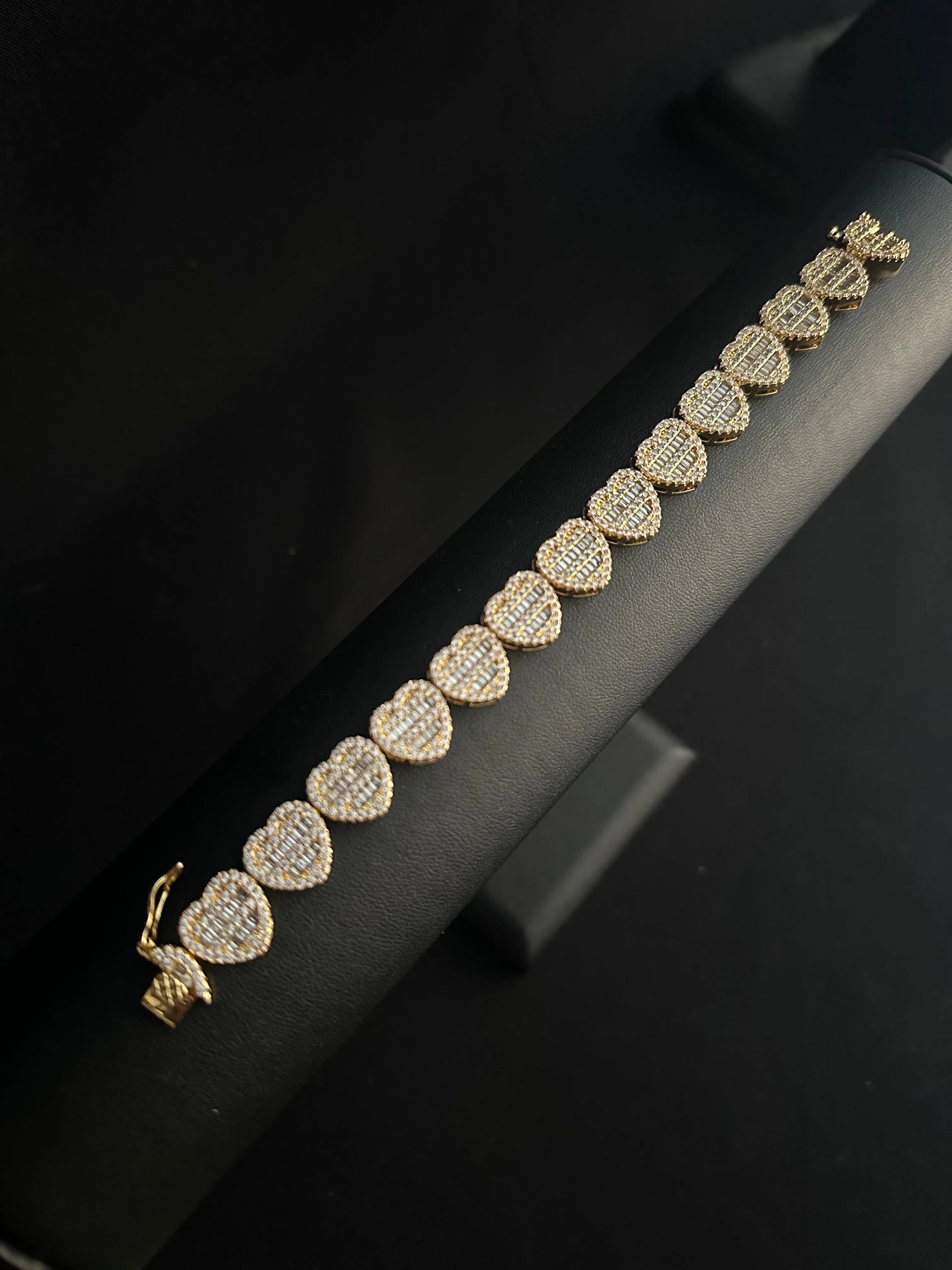 Heart Cluster Tennis Bracelet Gold