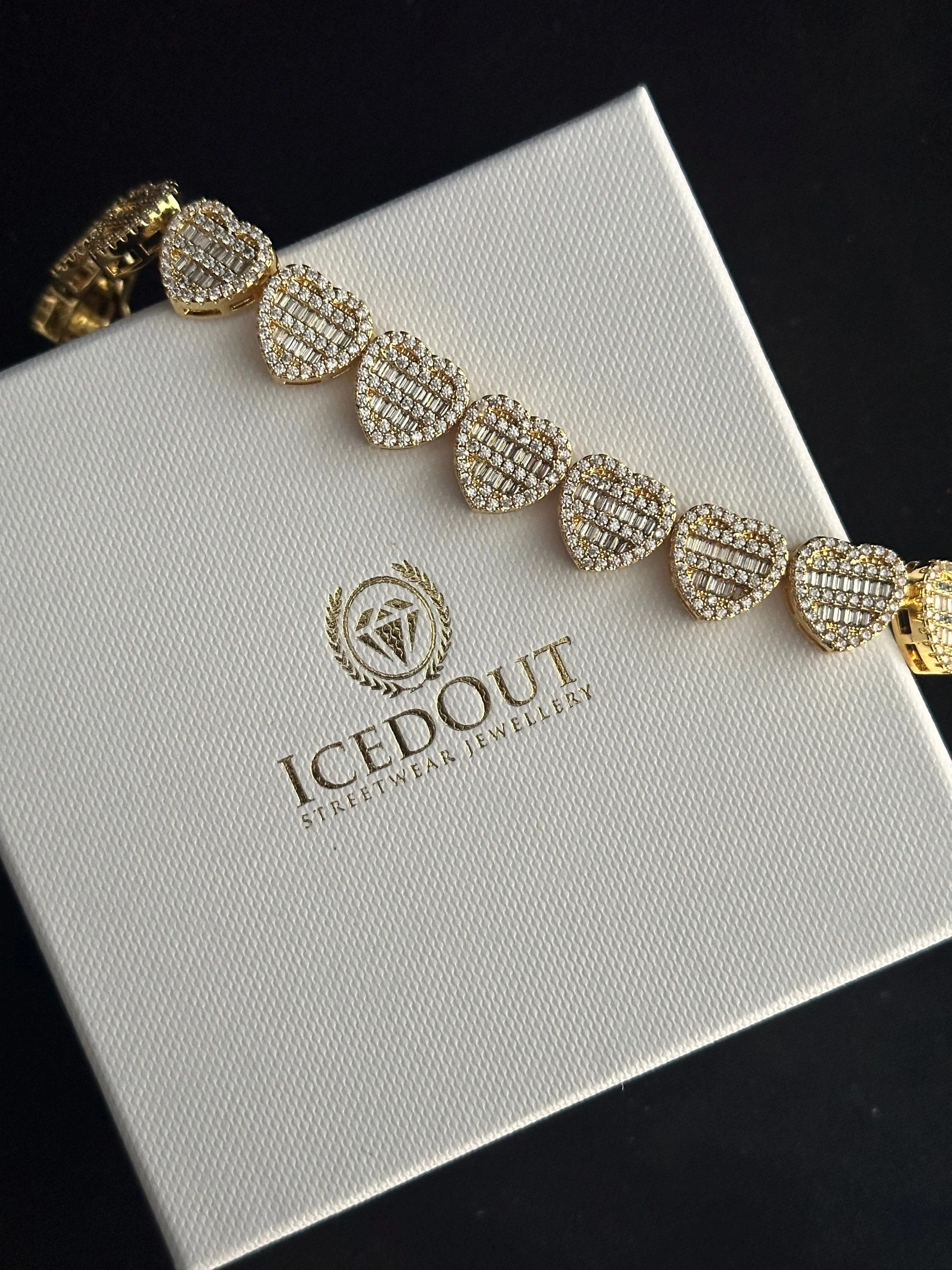 Heart Cluster Tennis Bracelet Gold