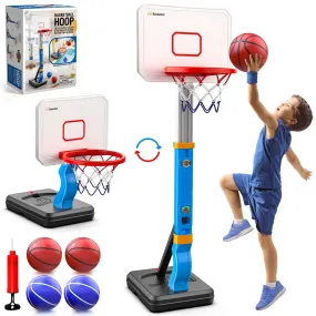 Hot Bee Pool Basketball Hoop, Height Adjustable Toddlers Basketball Hoop with 4 Balls, Indoor Outdoor, Basketball Summer Toys Gifts for 2 3 4 5 6 7 8 Years Old Boys Girls