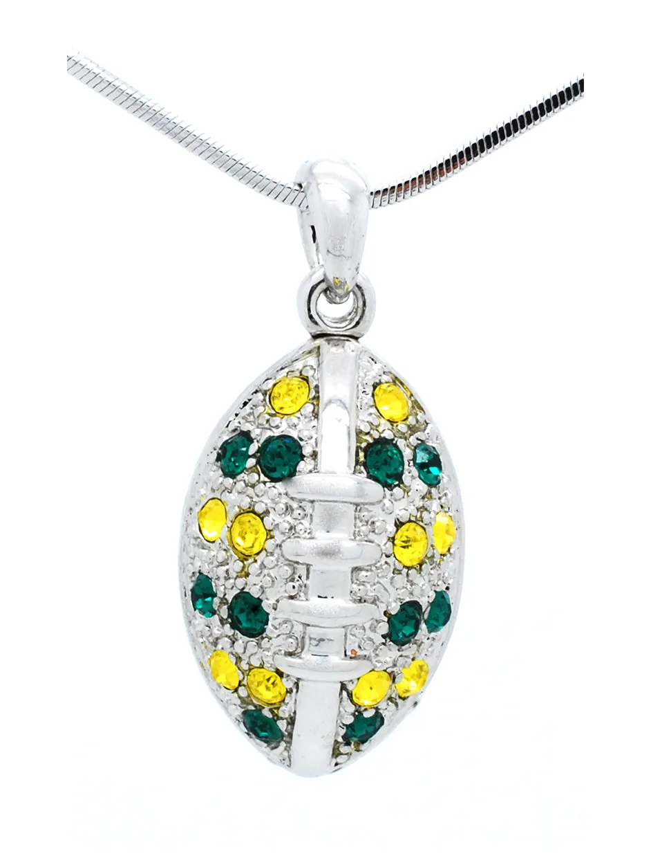 Large Football Necklace & Earring Set - Green/Gold