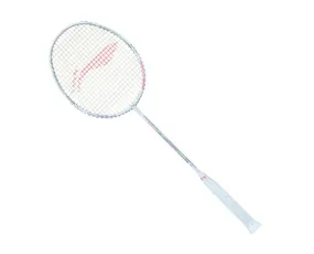 Strung White Li Ning High Carbon 1000 Badminton Racket with AYPQ128-3 Model