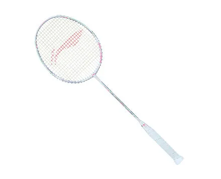 Strung White Li Ning High Carbon 1000 Badminton Racket with AYPQ128-3 Model