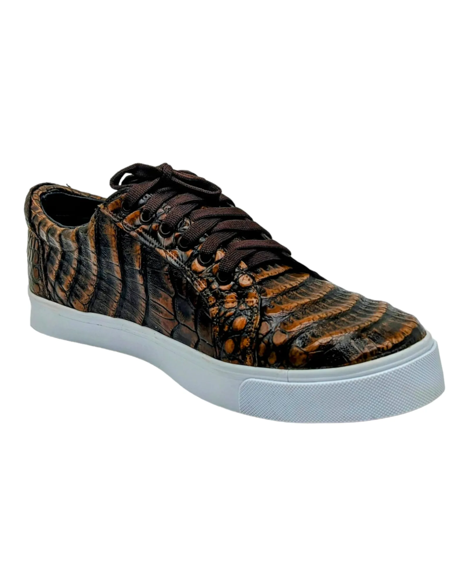 Men's Copper Alligator Croco Leather Sneakers