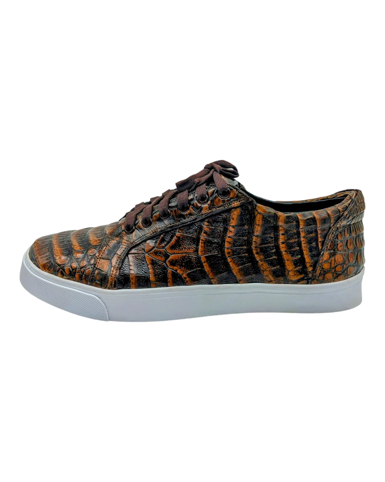 Men's Copper Alligator Croco Leather Sneakers