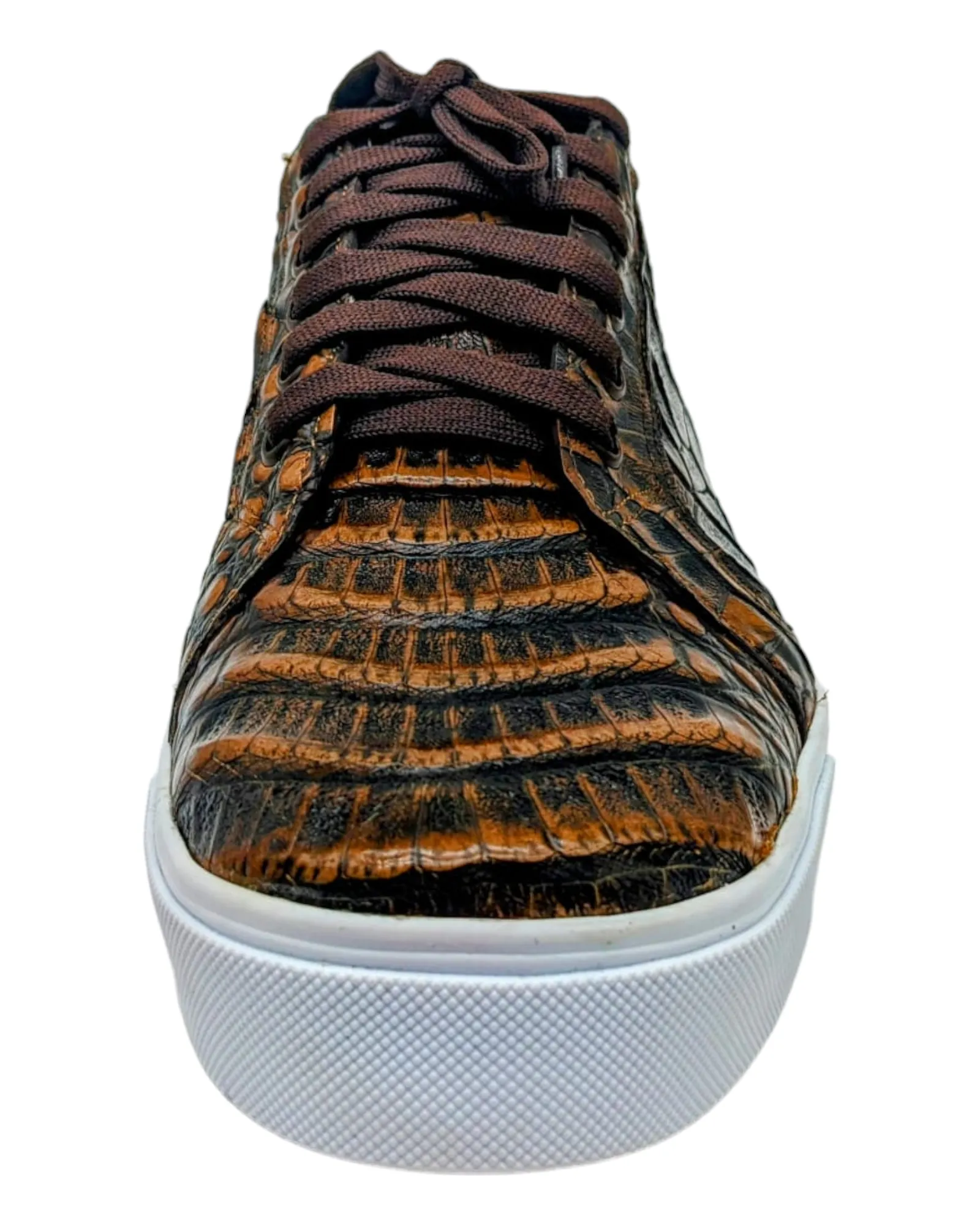 Men's Copper Alligator Croco Leather Sneakers