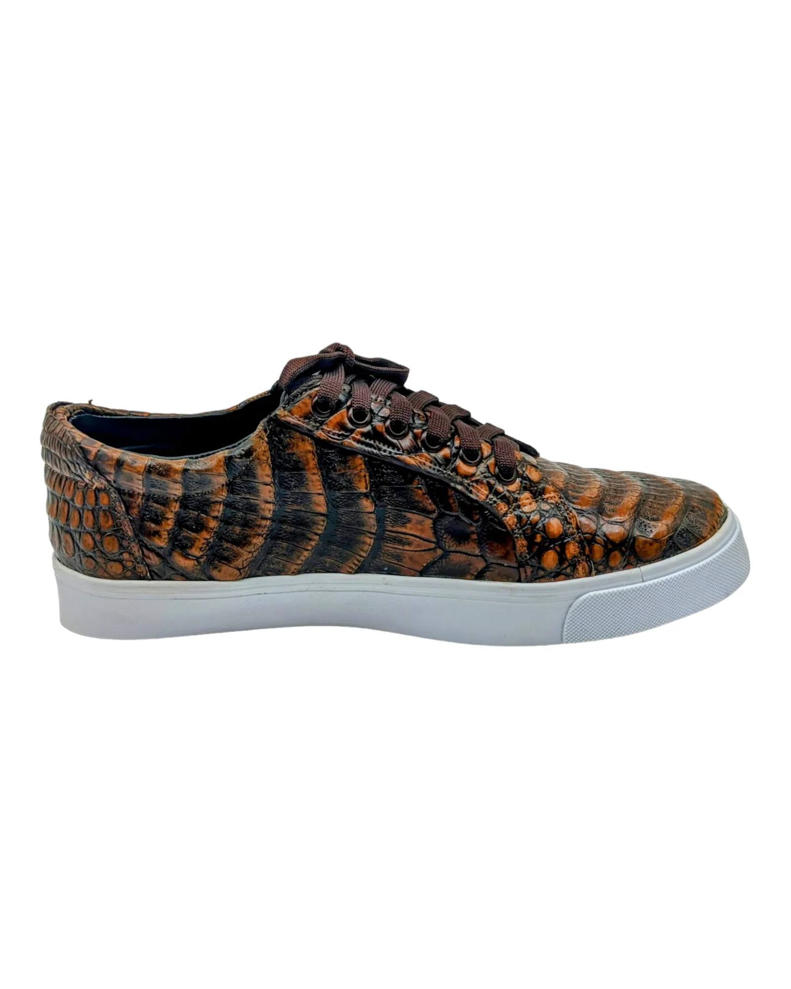 Men's Copper Alligator Croco Leather Sneakers