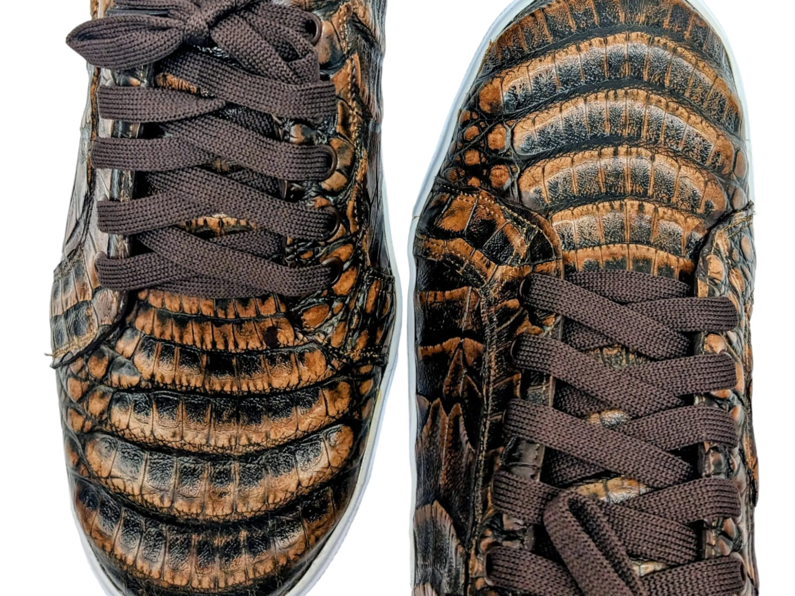 Men's Copper Alligator Croco Leather Sneakers