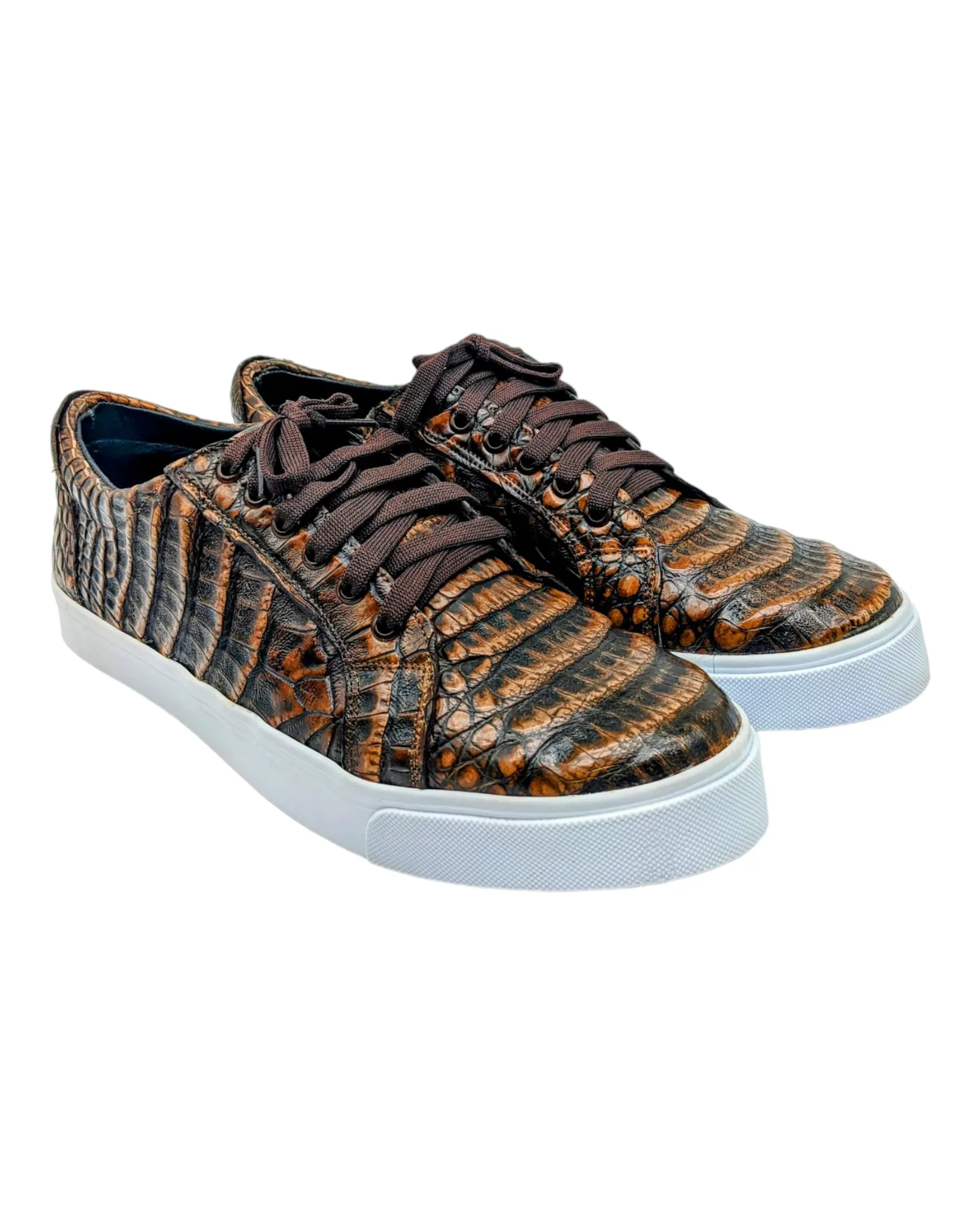 Men's Copper Alligator Croco Leather Sneakers