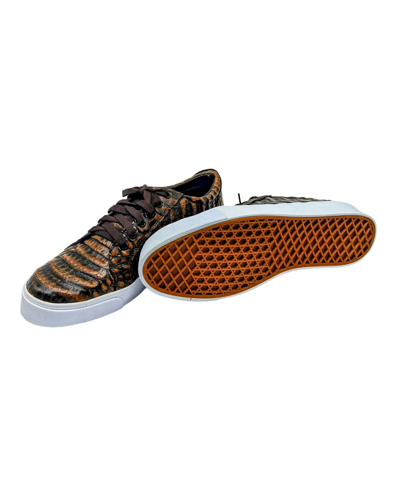 Men's Copper Alligator Croco Leather Sneakers