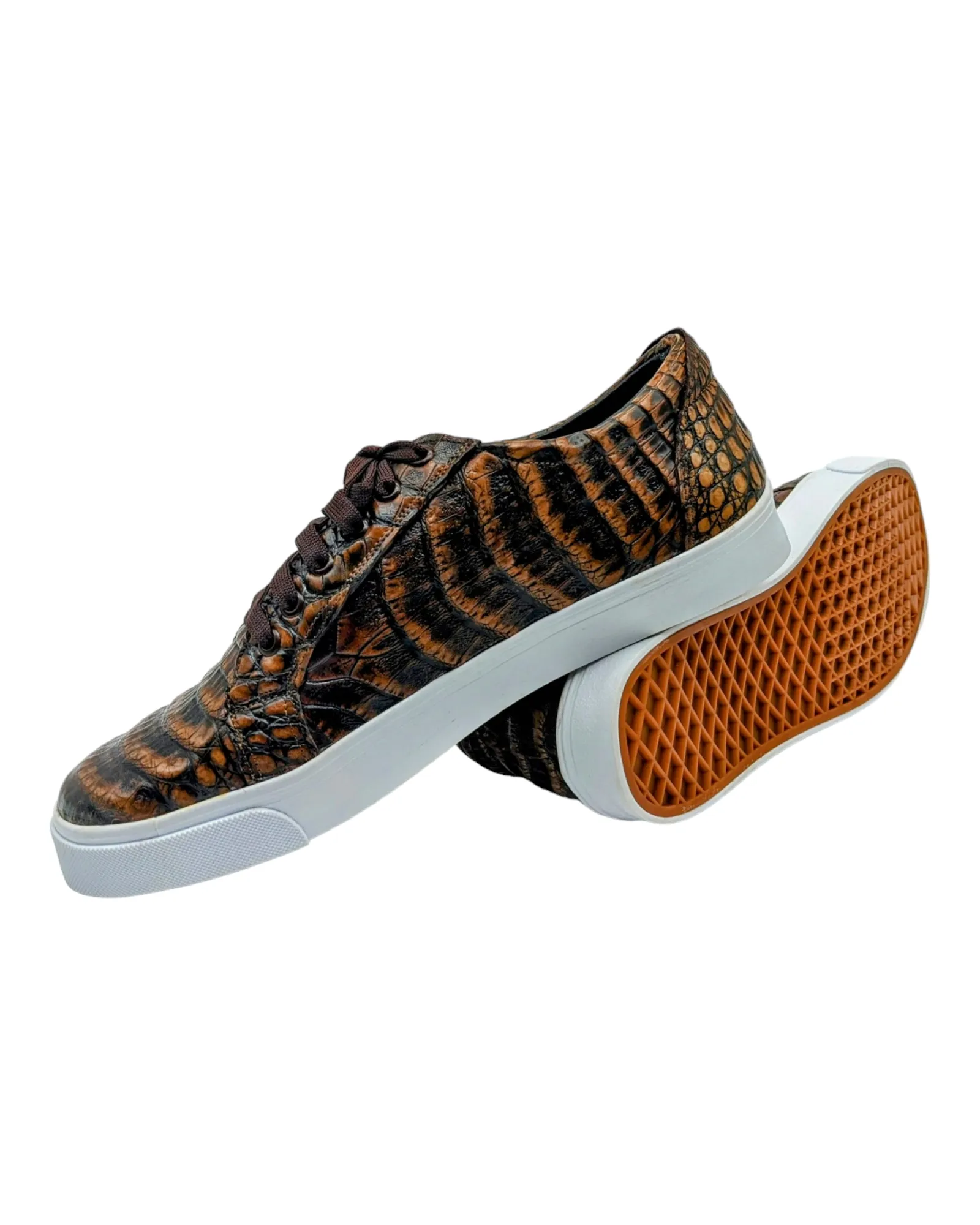 Men's Copper Alligator Croco Leather Sneakers