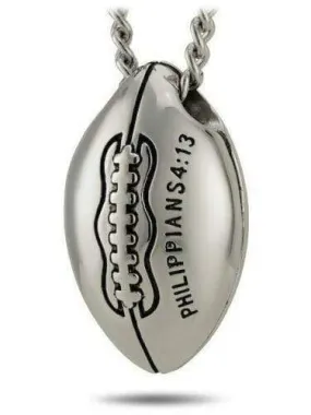 Men's Philippians 4:13 Stainless Steel Football Necklace