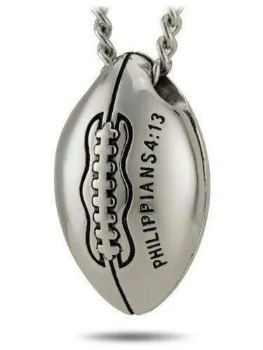 Men's Philippians 4:13 Stainless Steel Football Necklace