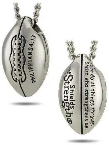 Men's Philippians 4:13 Stainless Steel Football Necklace