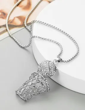 N746 Silver Basketball & Hoop Necklace with FREE Earrings