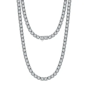 Rhodium Plated Sterling CZ Tennis Necklace