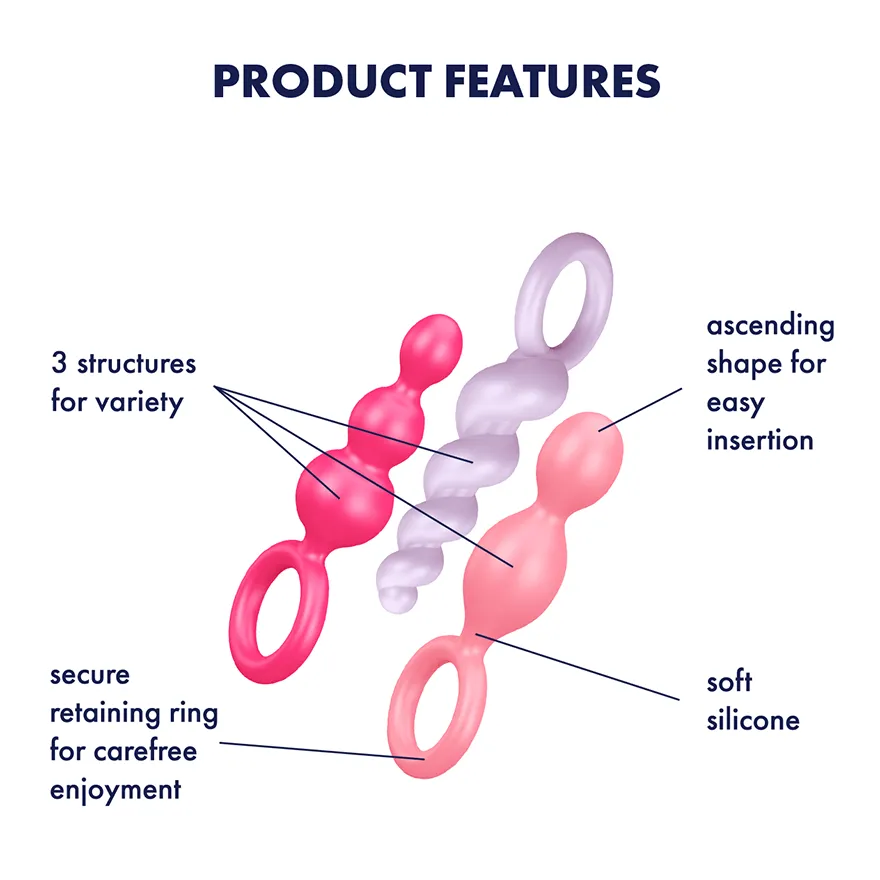 Satisfyer Booty Call Silicone Textured Anal Plugs 3 Each Per Set