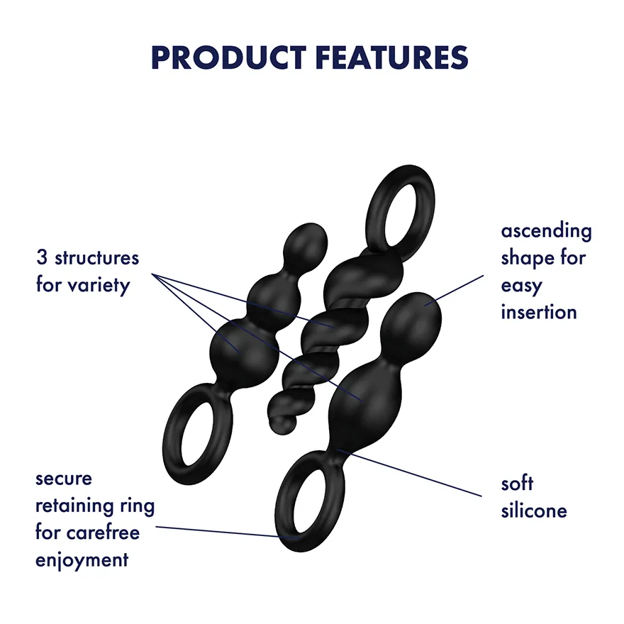 Satisfyer Booty Call Silicone Textured Anal Plugs 3 Each Per Set