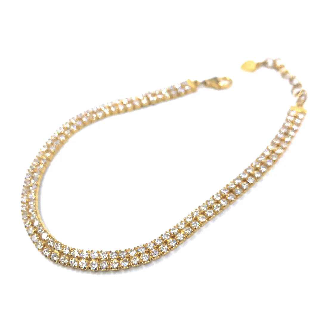 Sterling Silver Double Row CZ Tennis Bracelet