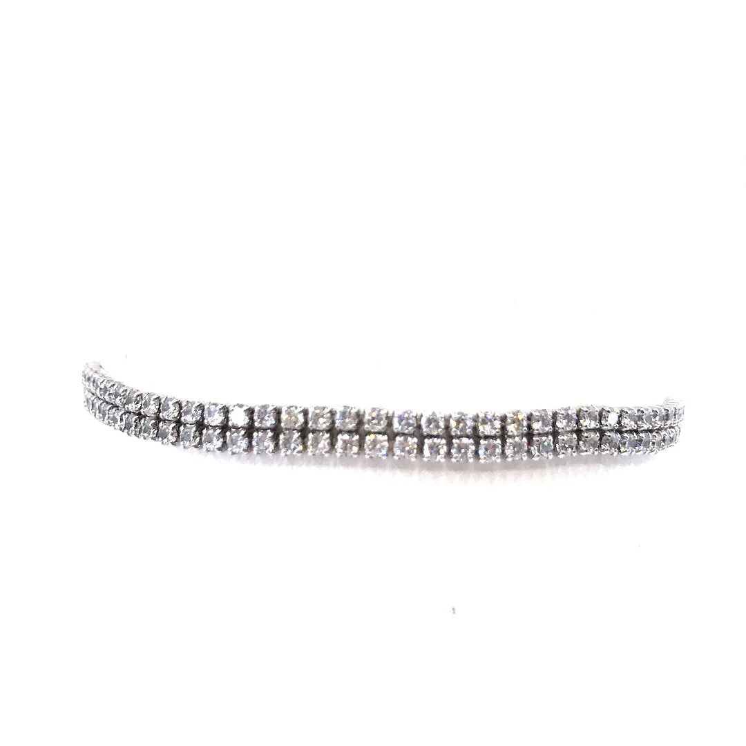 Sterling Silver Double Row CZ Tennis Bracelet