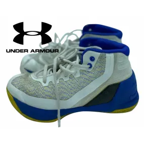 Under armour basketball shoes 3 dub nation white with yellow/blue Size-2Y