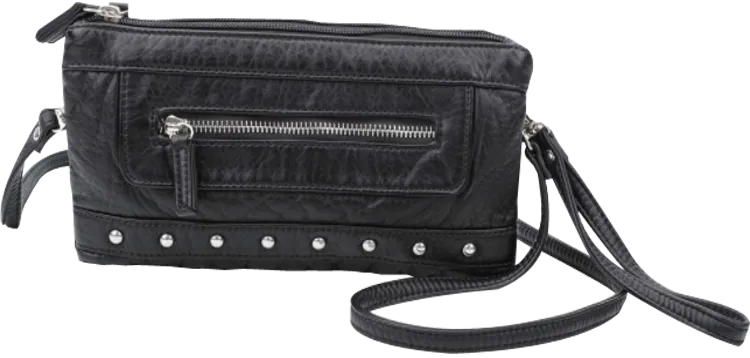 Vegan Black Leather Wristlet