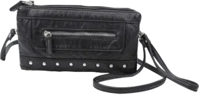 Vegan Black Leather Wristlet