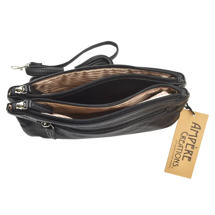 Vegan Black Leather Wristlet