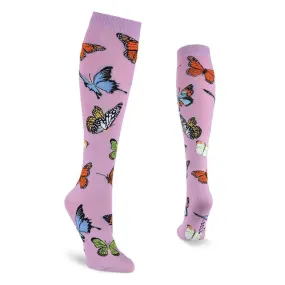 Violet Butterflies Knee High Socks (Women's)