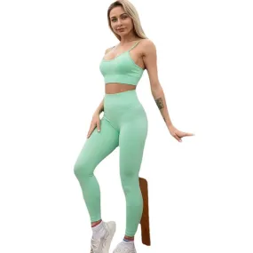 Yoga Set Tops And Leggings Active Wear Workout Clothes For Women